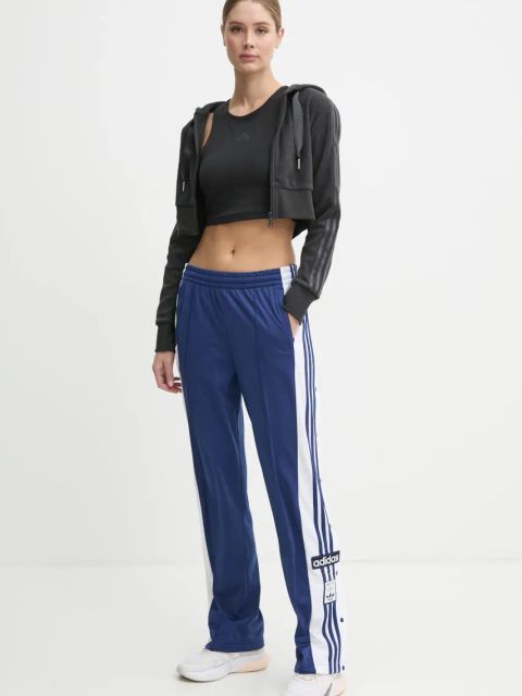 adidas Originals bluza Femme Galore Short Fulzip Hoodie damska kolor szary z kapturem z aplikacją JN3006