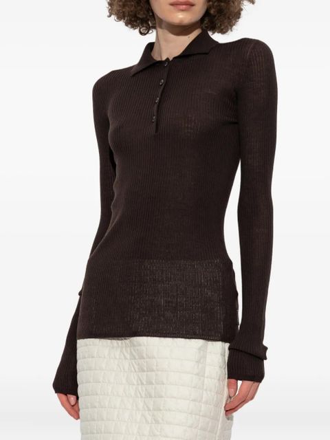 Moncler ribbed polo top - Brown - zdjęcie produktu nr 2