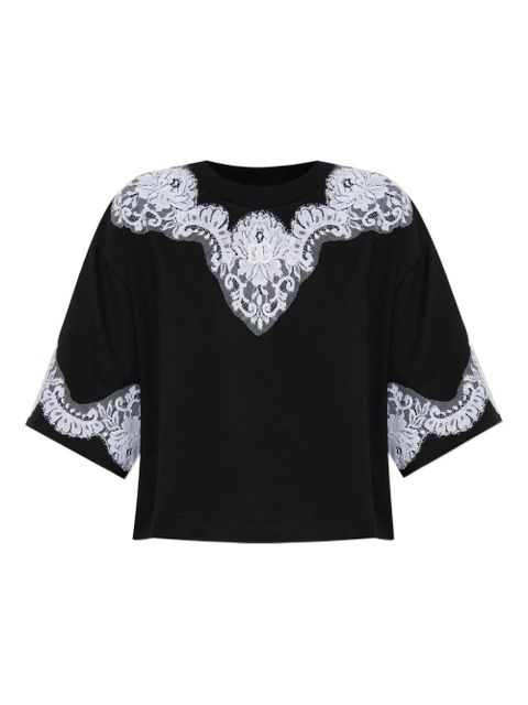 Dolce & Gabbana lace-appliqué T-shirt - Blue - zdjęcie produktu nr 1