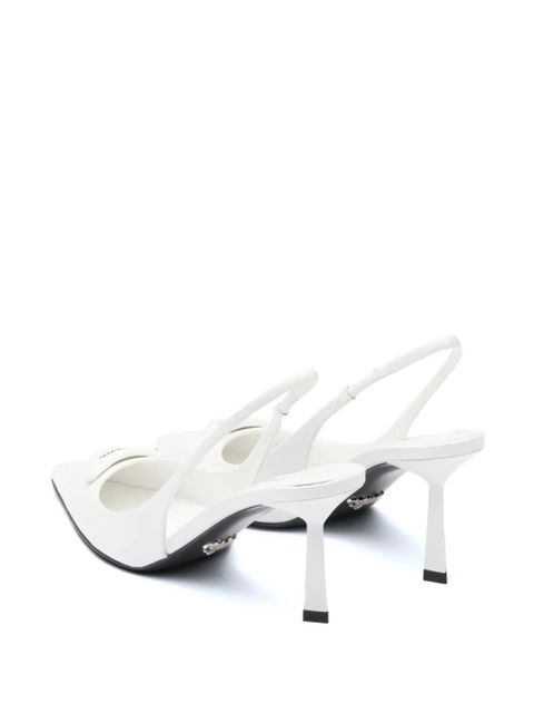 Prada 75mm leather slingback pumps - White