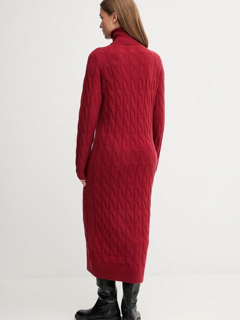 Tommy Hilfiger sukienka z dodatkiem wełny kolor bordowy maxi prosta WW0WW46429 - zdjęcie produktu nr 2