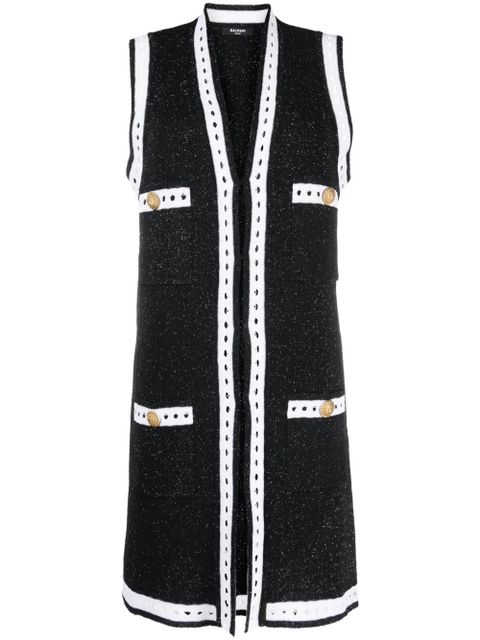 Balmain V-neck contrasting-border cardigan - Black - zdjęcie produktu nr 1