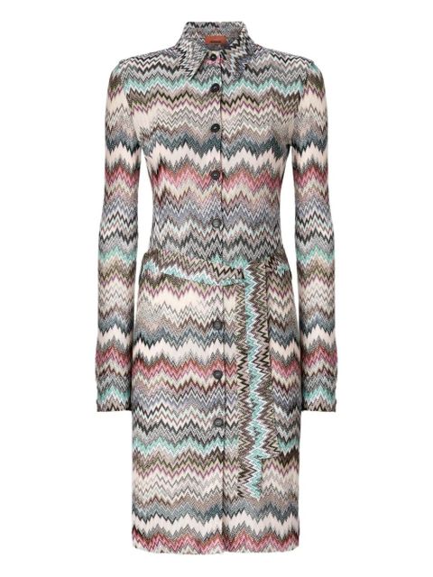 Missoni chevron-pattern belted midi shirt dress - Neutrals - zdjęcie produktu nr 1