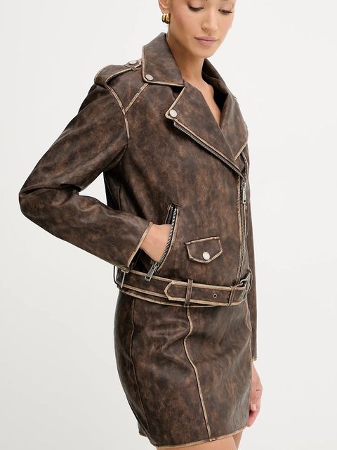 Guess ramoneska CHARLENE kolor brązowy przejściowa oversize W5YL04 WHDI0