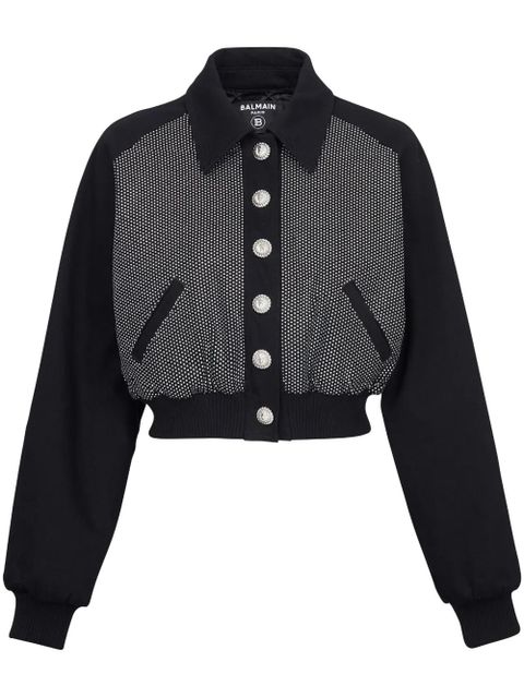 Balmain logo-embellished cropped jacket - Black - zdjęcie produktu nr 1