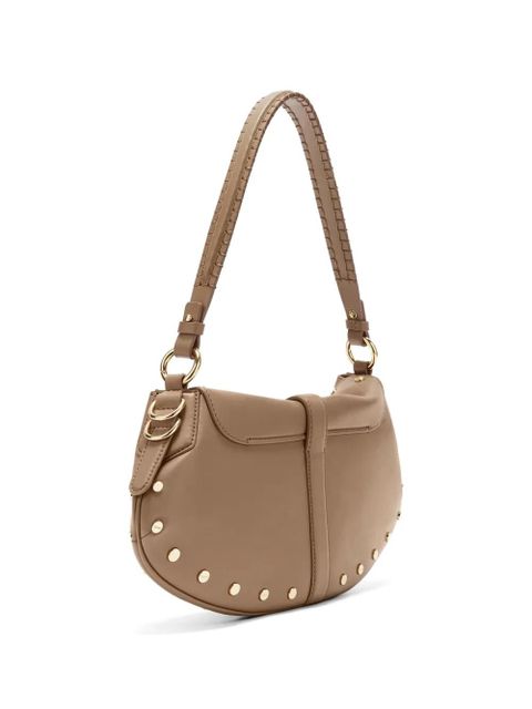 GANNI B-Kat studded buckle shoulder bag - Brown