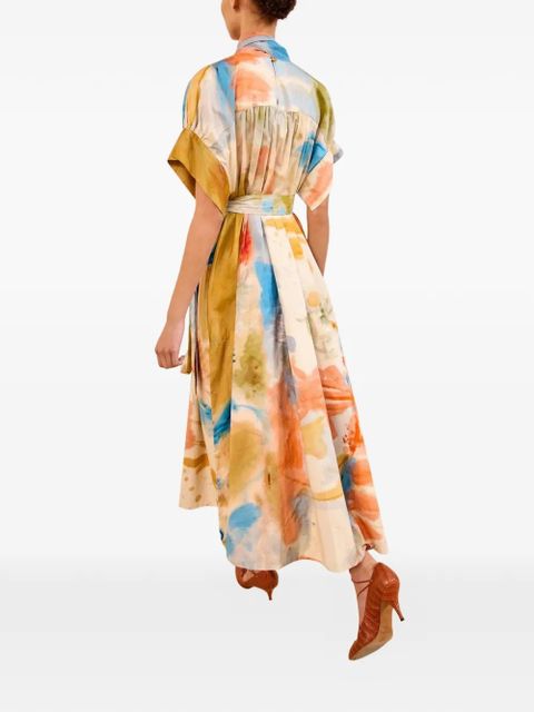 Ulla Johnson Studio tie-neck belted midi dress - Neutrals