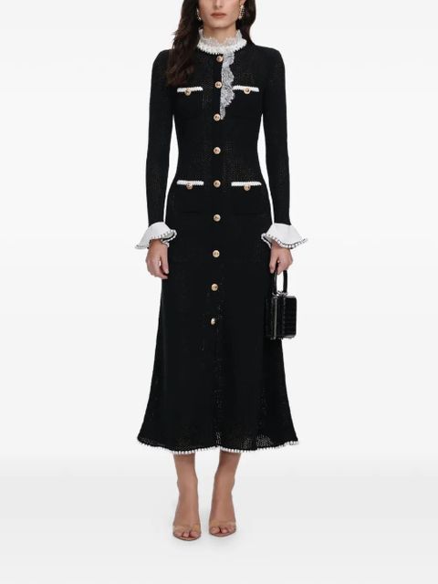 Self-Portrait lace collar button midi dress - Black - zdjęcie produktu nr 1