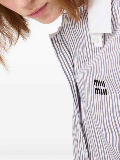 Miu Miu striped embroidered shirt - White