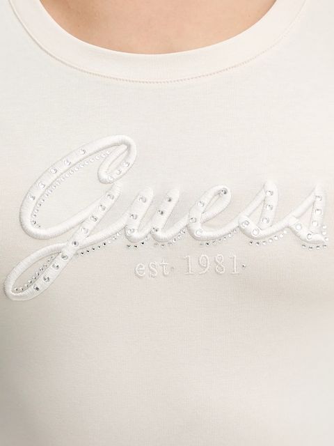 Guess t-shirt damski kolor beżowy W5YI46 J1314