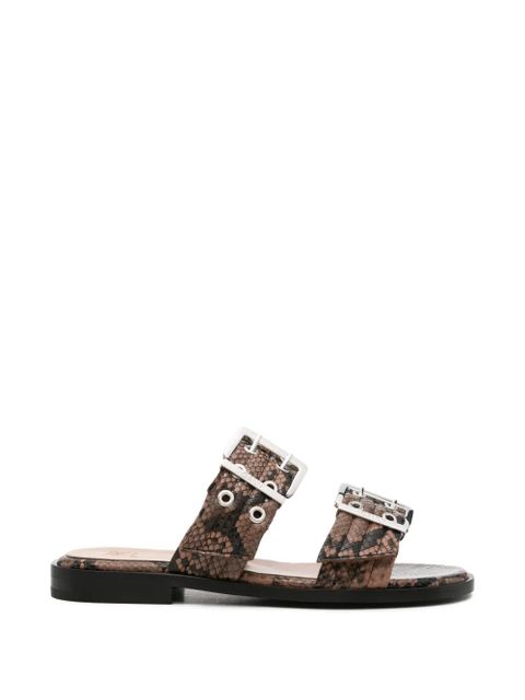 GANNI buckle-fastening snakeskin-effect sandals - Brown - zdjęcie produktu nr 1