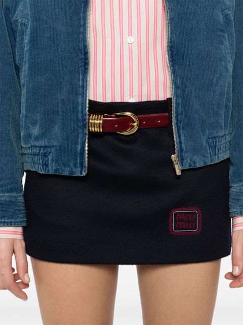Miu Miu logo-embroidered mini skirt - Blue