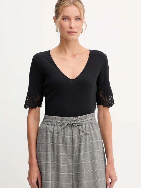 Twinset t-shirt bawełniany damski kolor czarny 252TT2170 - zdjęcie produktu nr 1