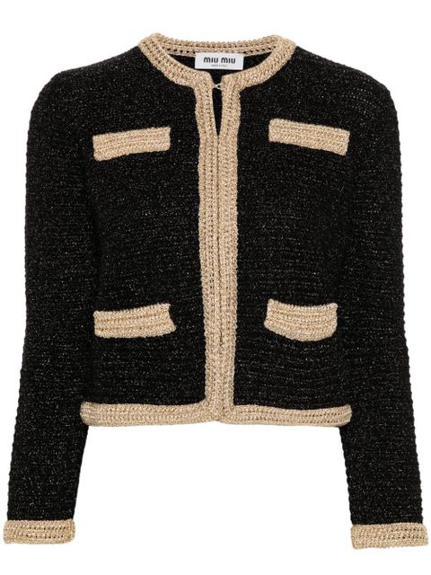 Miu Miu lamé crochet cardigan - Black