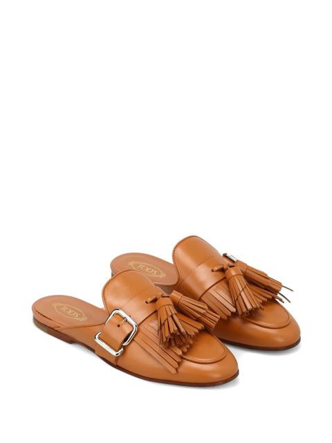 Tod's buckle tassel leather mules - Brown - zdjęcie produktu nr 2