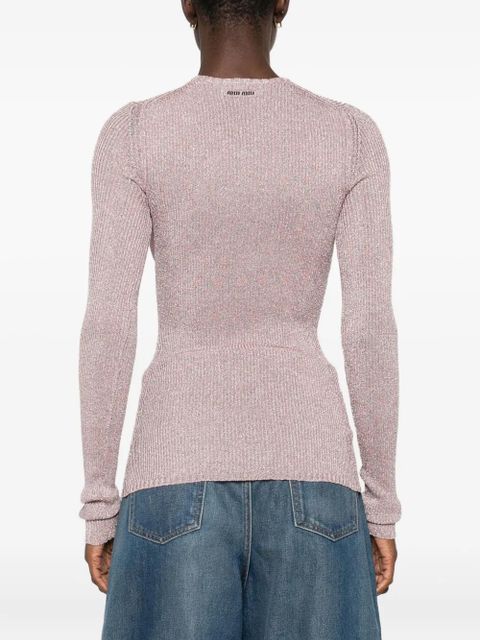 Miu Miu lurex-detail long-sleeve jumper - Pink - zdjęcie produktu nr 2