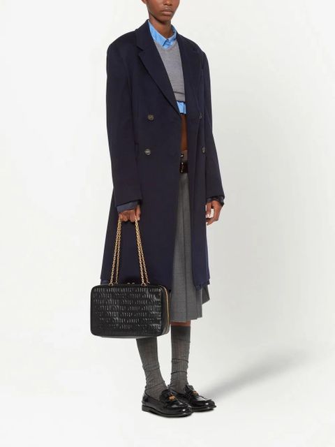 Miu Miu embossed logo leather top-handle bag - Black