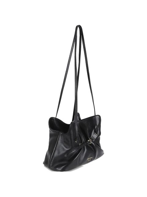 Prada gathered leather shoulder bag - Black