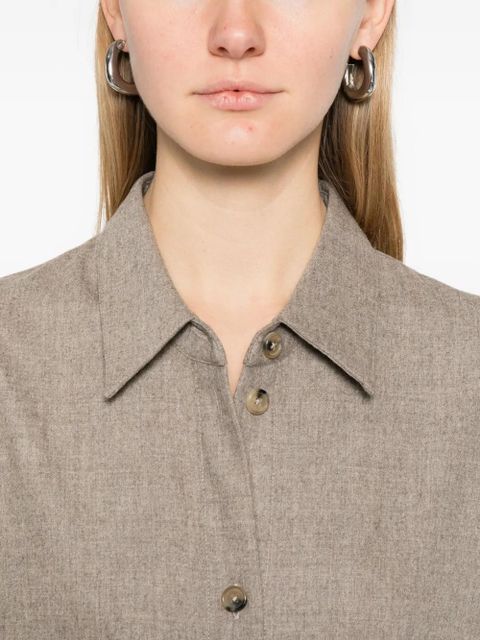 KHAITE Gloria button long-sleeve midi dress - Neutrals