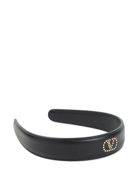 Valentino Garavani stud-embellished leather headband - Black - zdjęcie produktu nr 2
