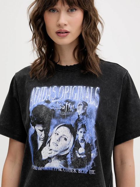 adidas Originals t-shirt bawełniany Buffy Tee damski kolor czarny wzorzysty JX1278