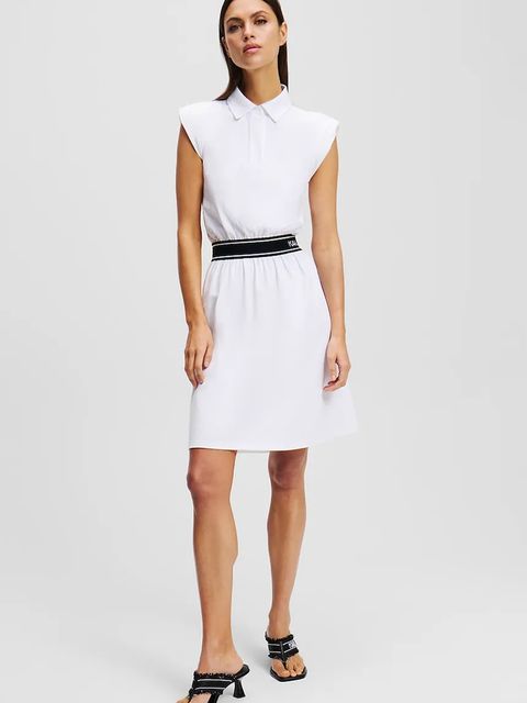 Karl Lagerfeld sukienka bawełniana kolor biały mini prosta A2W13038 - zdjęcie produktu nr 1