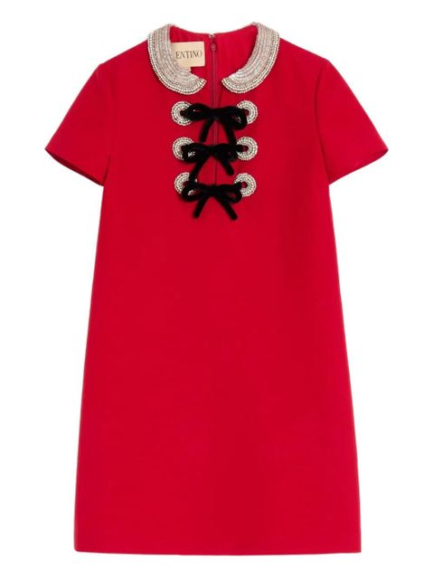 Valentino Garavani mini rhinestone embroidery dress - Red