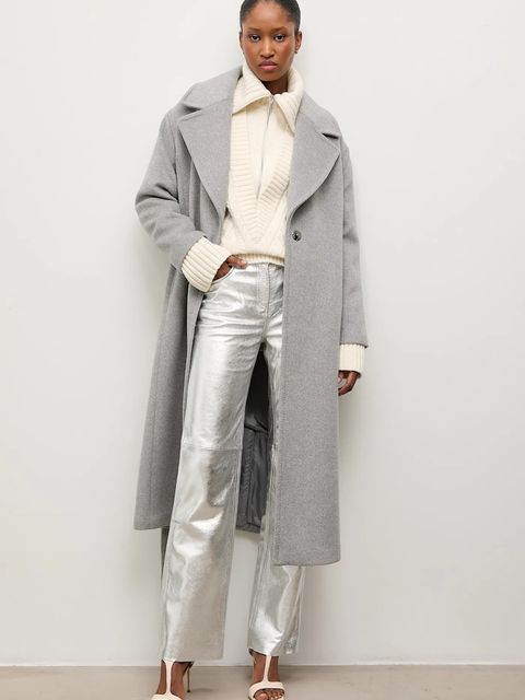 Answear Lab płaszcz wełniany kolor szary przejściowy oversize - zdjęcie produktu nr 2