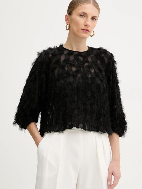 BOSS bluzka damska kolor czarny wzorzysta 50546822 - zdjęcie produktu nr 1