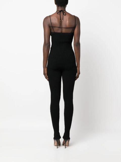 Blumarine strappy ribbed-knit jumpsuit - Black