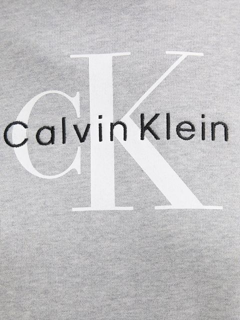 Calvin Klein Jeans bluza damska kolor szary z kapturem gładka LV047E221G