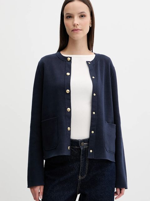 Tommy Hilfiger kardigan dwustronny kolor granatowy lekki WW0WW40846 - zdjęcie produktu nr 1