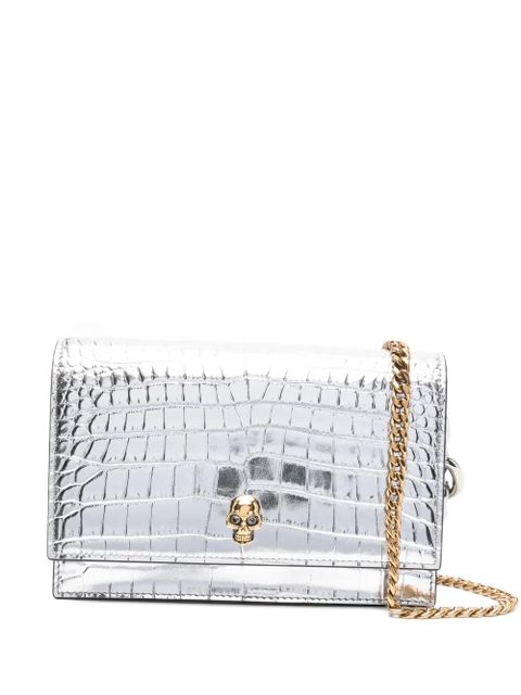 Alexander McQueen skull-embellished crocodile-effect bag - Silver - zdjęcie produktu nr 1