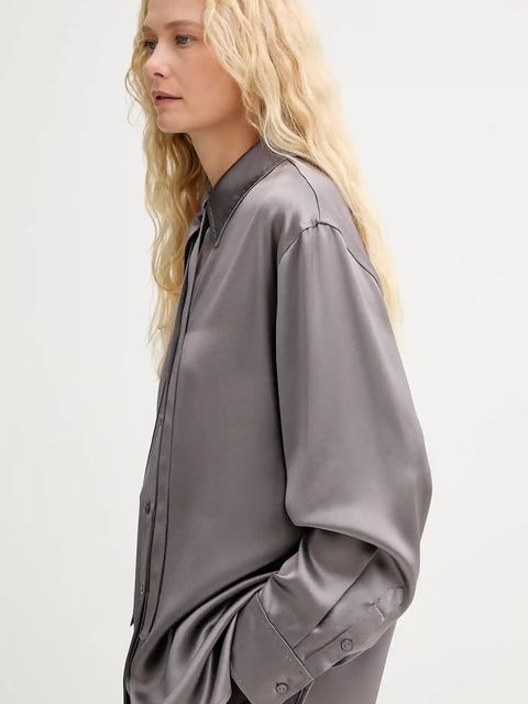 ISABELLE BLANCHE koszula damska kolor szary relaxed z kołnierzykiem klasycznym IS25FW-C059-T008