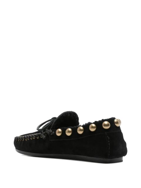 ISABEL MARANT gold-stud embellished loafers - Black