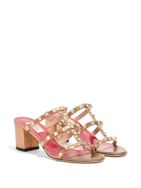 Valentino Garavani Rockstud slide sandal in laminated nappa leather 60mm - Gold - zdjęcie produktu nr 2
