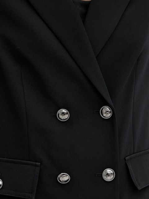 Guess marynarka FIONA kolor czarny dwurzędowa gładka W5YN20 WH9Y2