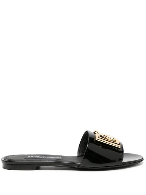 Dolce & Gabbana DG-logo leather slides - Black - zdjęcie produktu nr 1