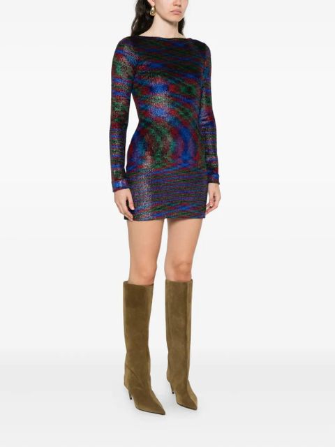 Missoni abstract-pattern long-sleeve mini dress - Blue