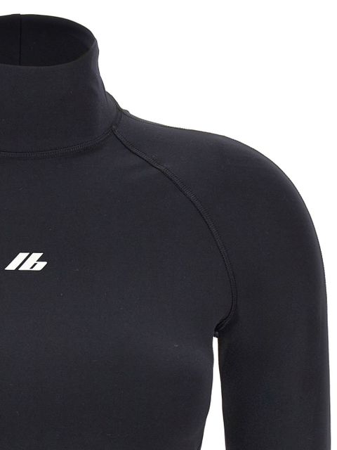 Balenciaga Activewear embroidered-logo turtleneck top - Black