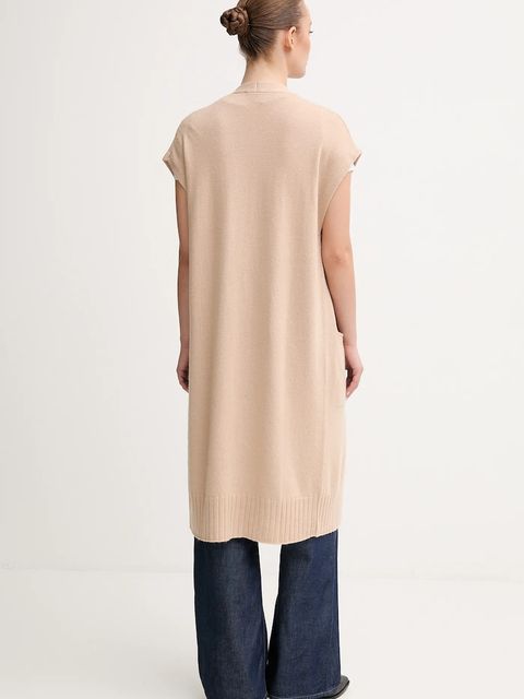 United Colors of Benetton kardigan z dodatkiem wełny damski kolor beżowy 122HD6051 - zdjęcie produktu nr 2