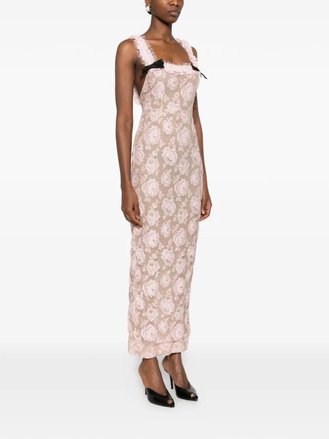 Alessandra Rich floral bow maxi dress - Neutrals