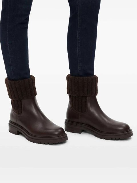 Gianvito Rossi Tenney ribbed-knit Chelsea boots - Brown