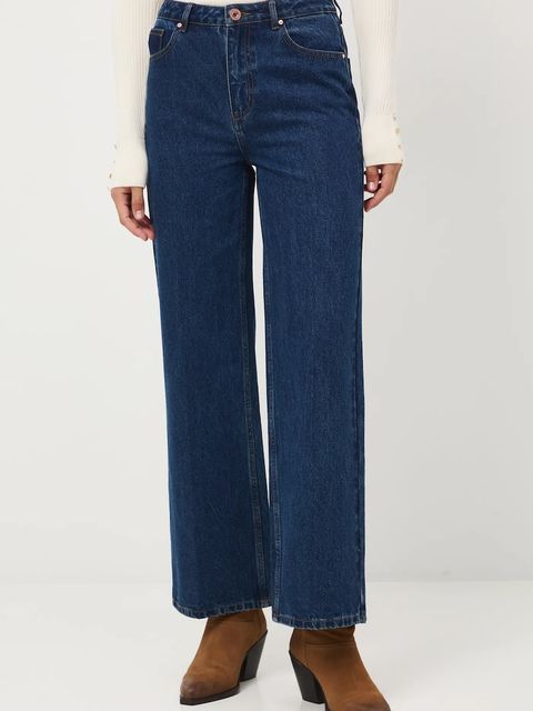 Medicine jeansy bawełniane damskie kolor granatowy