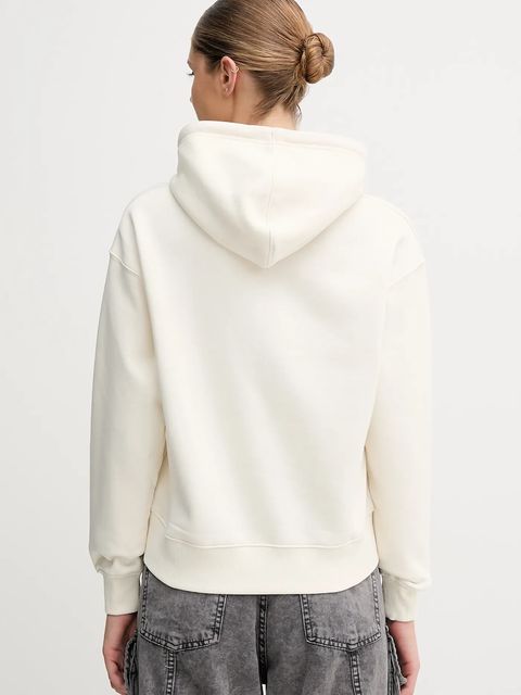 Pepe Jeans bluza damska kolor beżowy z kapturem z nadrukiem PL5800001