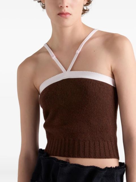 Prada adjustable-straps knitted top - Brown