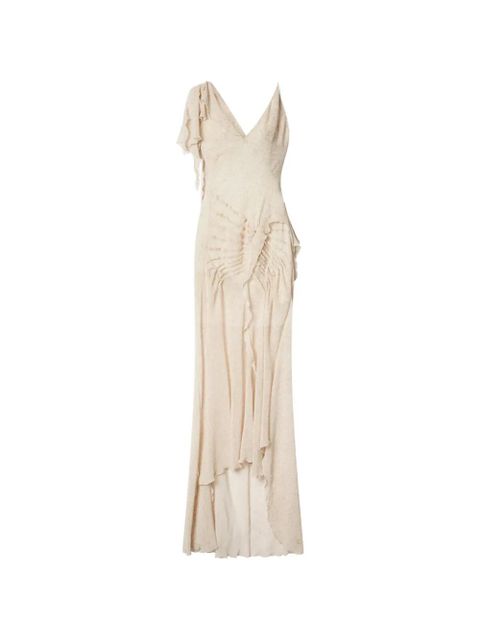 ISABEL MARANT Tylena ruffled asymmetric midi dress - Neutrals - zdjęcie produktu nr 1