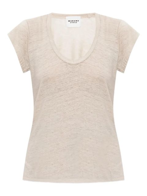 MARANT ÉTOILE V-neck short-sleeve linen T-shirt - Neutrals - zdjęcie produktu nr 1