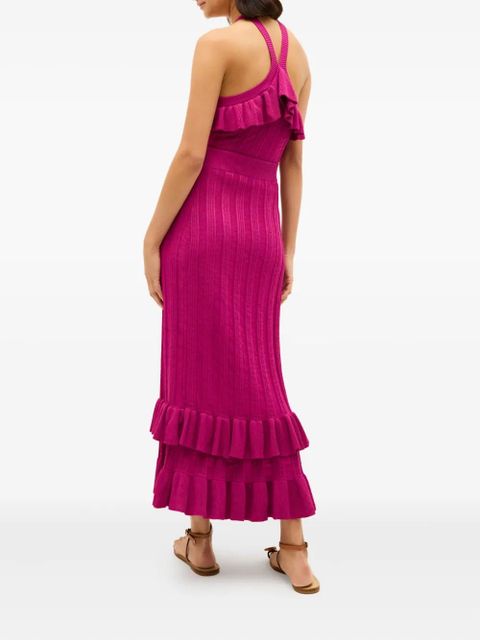 Marie Oliver ribbed ruffled skirt - Pink
