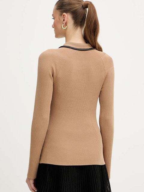 Karl Lagerfeld sweter damski kolor beżowy lekki B1W18009